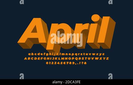 Orange Gold 3d Schrift Effekt oder Text Effekt Design Alphabet Stock Vektor