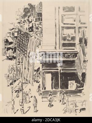 Childe Hassam, (Künstler), Amerikaner, 1859 - 1935, George C. Miller, (Drucker), Amerikaner, 1894 - 1966, Lafayette Street, 1918, Lithographie in schwarz Stockfoto