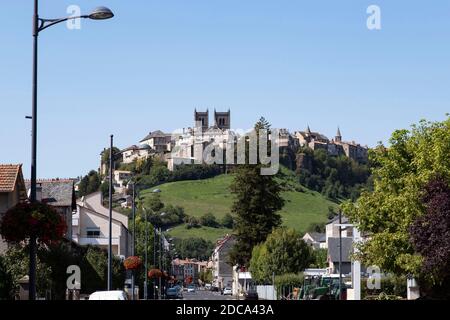 Typische Architektur der Stadt Saint Flour in der Auvergne In der Kantalregion von Frankreich Stockfoto