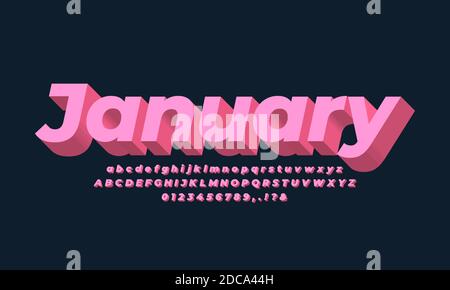 Pink Pastell fett 3d Schrift Effekt oder Text Effekt Design alphabet Stock Vektor