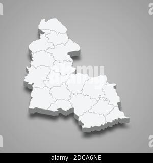 3d isometrische Karte von Sumy Oblast ist eine Region der Ukraine, Vektor-Illustration Stock Vektor