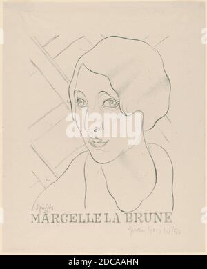 Juan Gris, (Künstler), Spanisch, 1887 - 1927, Marcelle la Brune, 1921, Lithographie in Dunkelgrün Stockfoto