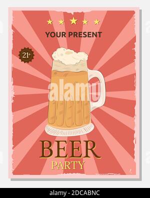 Illustration Vektor Design von Bier Party Poster Vorlage Stock Vektor