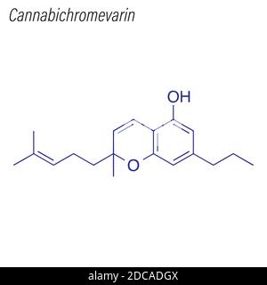 Skelettformel von Cannabichromevarin. Molekül der Medikamentenchemie. Stock Vektor