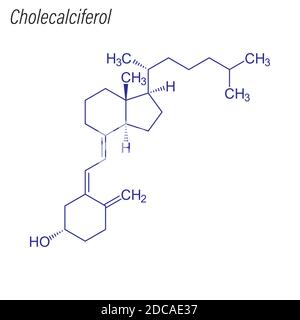 Skelettformel von Cholecalciferol. Molekül der Medikamentenchemie. Stock Vektor