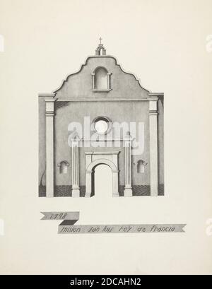 James Jones, (Künstler), Amerikaner, aktiv 1932 - 1942, Mision San Luis Rey de Francia, Lithographie auf Wobentpapier, Blatt: 32.1 x 24.8 cm (12 5/8 x 9 3/4 Zoll Stockfoto