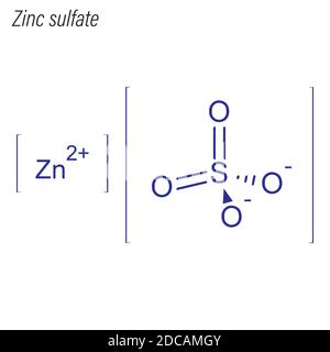 Skelettformel von Zinksulfat. Molekül der Medikamentenchemie. Stock Vektor