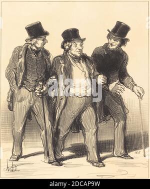 Honoré Daumier, (Künstler), französisch, 1808 - 1879, Il me semble que j'aperçois... un... chien... pas muselé!..., Actualités, (Serie), 1852, Lithographie Stockfoto