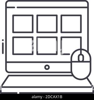 Digital-Computer-Symbol, lineare isolierte Illustration, dünne Linie Vektor, Web-Design-Zeichen, Kontur Konzept Symbol mit editierbaren Strich auf weiß Stock Vektor