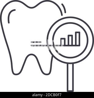 Verfallener Zahn Symbol, lineare isolierte Illustration, dünne Linie Vektor, Web-Design-Zeichen, Kontur Konzept Symbol mit editierbarer Kontur auf weißem Hintergrund. Stock Vektor