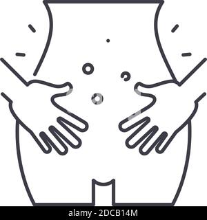 Diarrhöe Symbol, lineare isolierte Illustration, dünne Linie Vektor, Web-Design-Zeichen, Umriss Konzept Symbol mit editierbaren Strich auf weißem Hintergrund. Stock Vektor