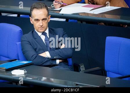 Berlin, Deutschland. November 2020. Außenminister Heiko Maas (SPD) nimmt an der Bundestagssitzung Teil Quelle: Kay Nietfeld/dpa/Alamy Live News Stockfoto