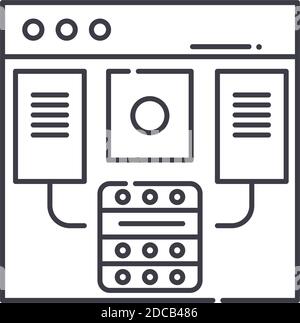 Datenbank-Design-Symbol, lineare isolierte Illustration, dünne Linie Vektor, Web-Design-Zeichen, Kontur Konzept Symbol mit editierbaren Kontur auf weißem Hintergrund Stock Vektor
