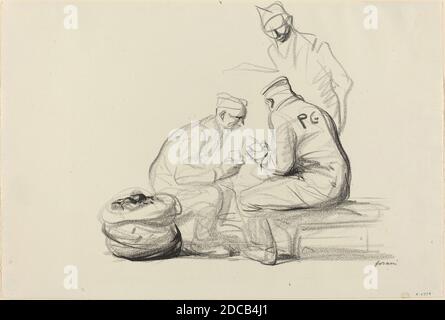 Jean-Louis Forain, (Künstler), Französisch, 1852 - 1931, Poilu und deutsche Gefangene, c. 1914/1919, schwarze Buntstifte auf Papier, insgesamt: 31.8 x 47.3 cm (12 1/2 x 18 5/8 Zoll Stockfoto