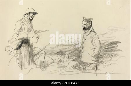 Jean-Louis Forain, (Künstler), französisch, 1852 - 1931, Poilu würdigt deutschen Soldaten, wahrscheinlich 1918, schwarzer Buntstift auf Papier, insgesamt: 31.6 x 47.8 cm (12 7/16 x 18 13/16 Zoll Stockfoto