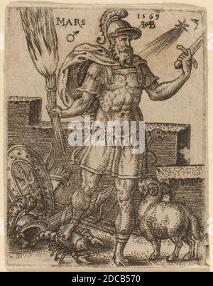 Abraham de Bruyn, (Künstler), Flämisch, 1540 - 1587, Mars, die sieben Planeten, (Serie), 1569, Gravur Stockfoto