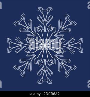 Das weiße Schneeflocken-Symbol ist vor einem blauen Hintergrund isoliert. Stock Vektor