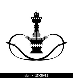 Arabisch Hookah Silhouette isoliert auf weißem Hintergrund Stockfoto