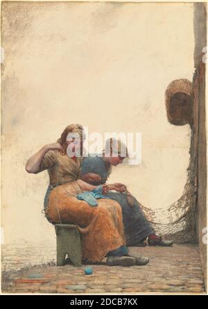 Winslow Homer, (Künstler), Amerikaner, 1836 - 1910, Menging the Nets, 1882, Aquarell und Gouache über Graphit, insgesamt: 69.5 x 48.9 cm (27 3/8 x 19 1/4 Zoll), Bequest von Julia B. Engel Stockfoto