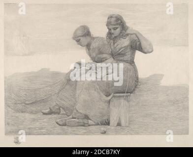 Winslow Homer, (Künstler), Amerikaner, 1836 - 1910, Menging Nets, 1888, Radierung Stockfoto