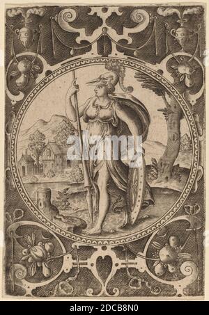 Abraham de Bruyn, (Künstler), Flämisch, 1540 - 1587, Minerva, das Urteil von Paris, (Serie), Gravur, Anonymous Geschenk in Erinnerung an Charles B. Hoyt Stockfoto