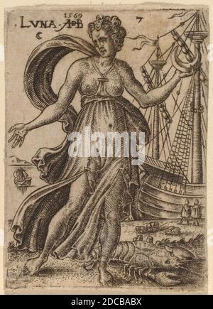 Abraham de Bruyn, (Künstler), Flämisch, 1540 - 1587, Mond, die sieben Planeten, (Serie), 1569, Gravur Stockfoto