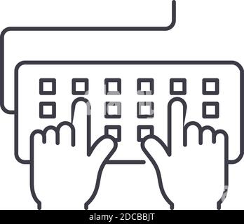 Dateneingabesymbol, lineare isolierte Illustration, dünner Linienvektor, Webdesign-Zeichen, Umrisskonzept-Symbol mit bearbeitbarer Kontur auf weißem Hintergrund. Stock Vektor