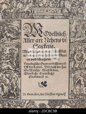 Titelseite aus dem Modellbuch aller Art Nehens vn Stickens (Seite 1r), 1535. Stockfoto