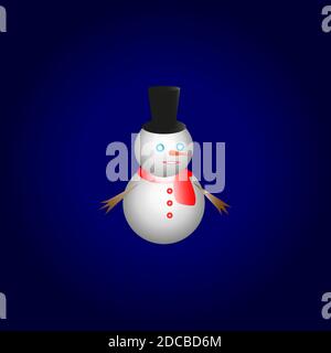 Schneemann in Hut und Schal verschneit. Stock Vektor