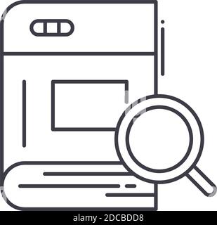Datenwörterbuch-Symbol, lineare isolierte Illustration, dünner Linienvektor, Webdesign-Zeichen, Umrisskonzept-Symbol mit editierbarer Kontur auf weißem Hintergrund Stock Vektor