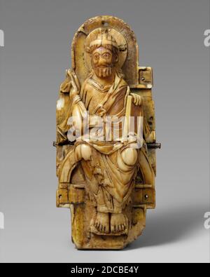 Pektoral mit Christus und das Lamm Gottes und die Symbole der vier Evangelisten, britisch oder Nord-Französisch, 1000-1050. Stockfoto