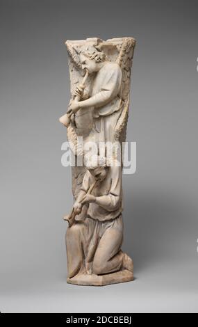 Pilaster of Angels klingende Trompeten aus der Brüstung einer Pulpit, Mittelitalienisch, 1302-10. Stockfoto