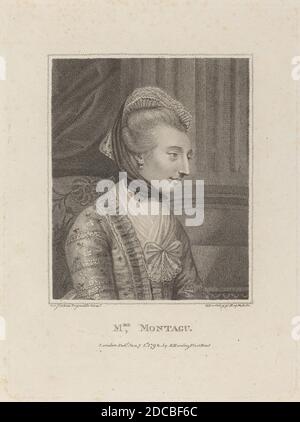 Francesco Bartolozzi, (Künstler), Florentine, 1727 - 1815, Sir Joshua Reynolds, (Künstler nach), Britisch, 1723 - 1792, Mrs. Montague, 1792, Stippstich Stockfoto