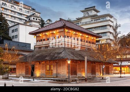 Kaga Onsen, Japan bei der Yamashiro Onsen Hot Springs Resort Distrikt. Stockfoto