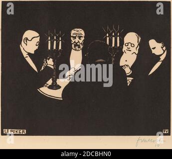 Félix Vallotton, (Künstler), Schweizer, 1865 - 1925, Le Poker (Poker), 1896, Holzschnitt Stockfoto