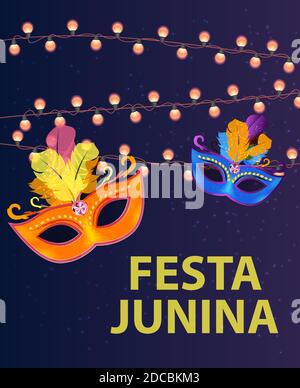 Festa Junina Feiertagshintergrund. Traditionelle Brasilien Juni Festival Party. Mittsommerurlaub. Stockfoto