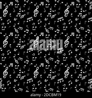 Nahtloses Muster aus Musiknoten und Treble-Schlüssel. Abbildung. Stockfoto