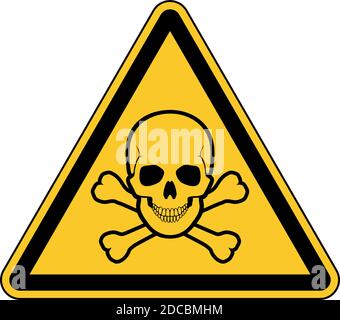 Gelbes Warnschild mit Totenkopf und Kreuzknochen vektorgrafik Stock Vektor