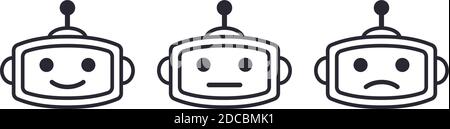 Roboter Schädel Roboter Kopf Symbol oder AI Avatar Symbol mit Vektordarstellung „Emotionen“ Stock Vektor