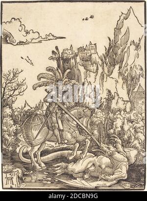 Albrecht Altdorfer, (Künstler), deutsch, 1480 oder früher - 1538, St. Georg, der den Drachen erschlugt, 1511, Holzschnitt Stockfoto