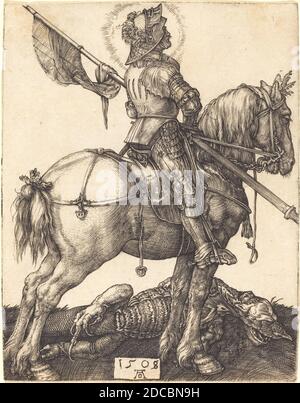 Albrecht Dürer, (Künstler), deutsch, 1471 - 1528, St. Georg auf dem Rücken, 1508, Gravur Stockfoto