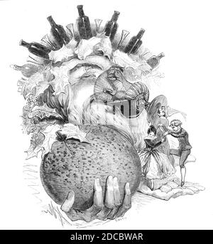 Vater Weihnachten, 1844. Illustration zu 'Jolly Old Christmas', einem Lied von J. Augustine Wade. Aus "Illustrated London News", 1844, Vol Stockfoto