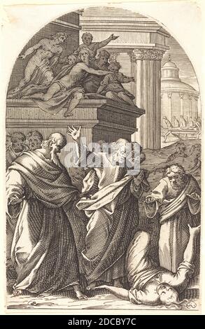 Jacques Callot, (Künstler), französisch, 1592 - 1635, Sapphira bestraft durch den Tod, Roman Pictures, (Serie), 1608/1611, Gravur Stockfoto