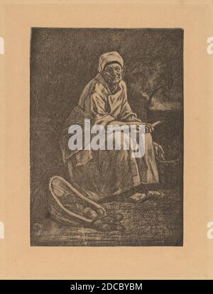 Félicien ROPS, (Künstler), belgisch, 1833 - 1898, Oude-Kate, Radierung Stockfoto