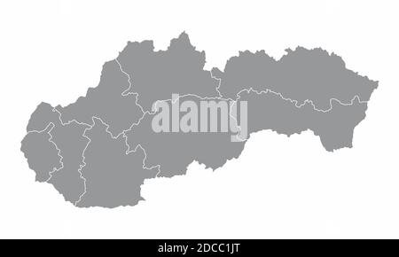 Karte der slowakischen Regionen Stock Vektor