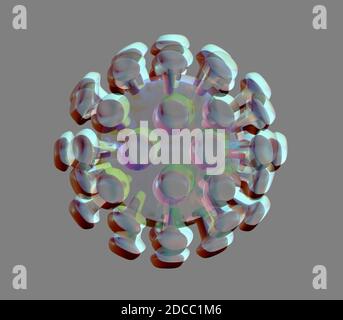 Abstract Novel Coronavirus, zweite Welle von Coronavirus, Virenkonzept, 3d-Illustration, 3D-Modell Stockfoto