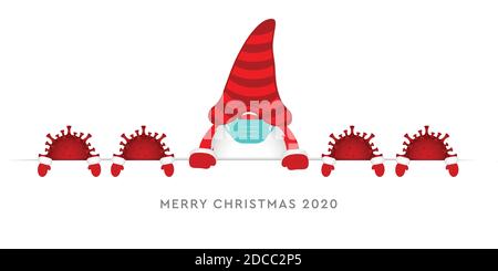 weihnachten Zwerg und Corona Virus Cartoon Vektor Illustration EPS10 Stock Vektor