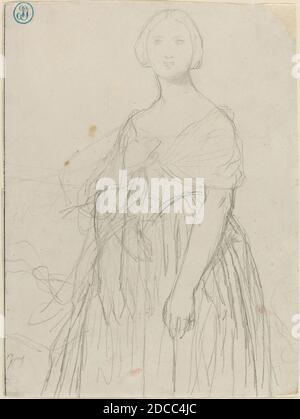 Jean-Auguste-Dominique Ingres, (Künstler), Französisch, 1780 - 1867, Skizze für Madame Moitessier, Graphit auf Wove-Papier, insgesamt: 20.7 x 15.5 cm (8 1/8 x 6 1/8 Zoll Stockfoto