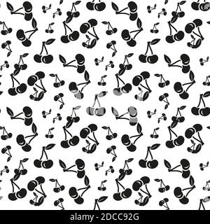niedlichen flach schwarz und gold Kirsche nahtlose Muster Hintergrund Vektorgrafik Stock Vektor