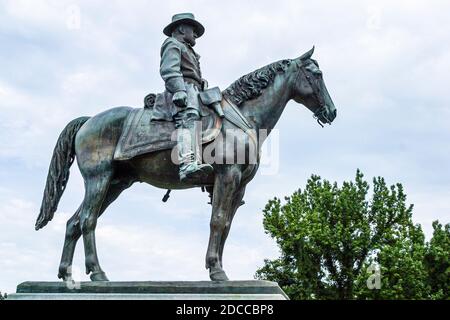 Mississippi Vicksburg National Military Park, Schlachtfeld des Bürgerkriegs, Union Major General Ulysses S. Grant Pferdestatue, Stockfoto